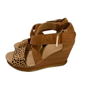 Brown Leopard Print Wedge Sandals